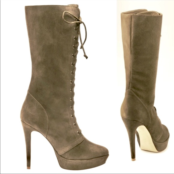 Alexandre Birman suede platform lace up mid calf high heel boots 7 - Picture 8 of 8